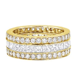 18K White Gold Round & Princess Diamond 5 Carat Eternity/Anniversary Band -Jewelry Sales Store 18k gold diamond eternity rings collection item 5ctw p 23030 backye
