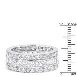 18K White Gold Round & Princess Diamond 5 Carat Eternity/Anniversary Band -Jewelry Sales Store 18k gold diamond eternity rings collection item 5ctw p 23030 rulerwh