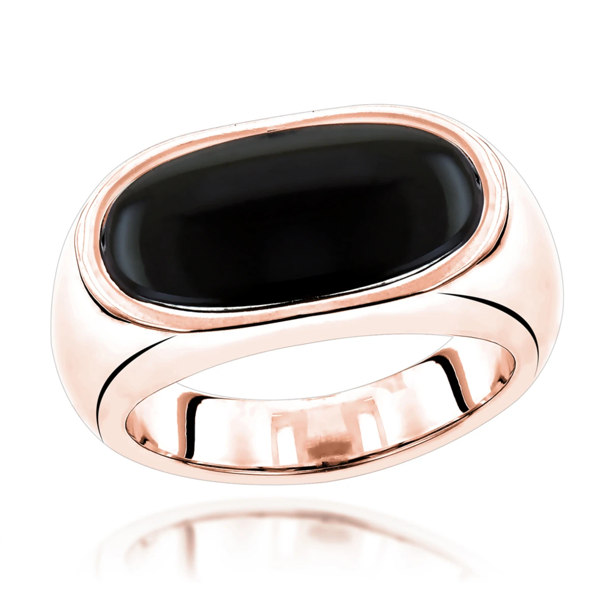 18K White Gold Men's Black Onyx Ring 8.9mm 3 18K White Gold Men's Black Onyx Ring 8.9mm - Image 3