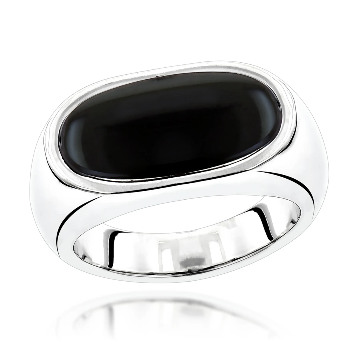 18K White Gold Men's Black Onyx Ring 8.9mm 1 18K White Gold Men's Black Onyx Ring 8.9mm