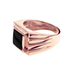 18K Yellow Gold Men's Black Onyx Ring 14.4mm -Jewelry Sales Store 18k gold mens black onyx ring p 31960 backro