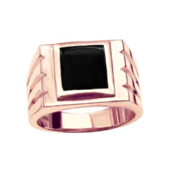 18K Yellow Gold Men's Black Onyx Ring 14.4mm -Jewelry Sales Store 18k gold mens black onyx ring p 31960 ro