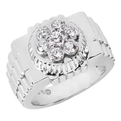 18K White Gold Men's Diamond Ring 0.52ct