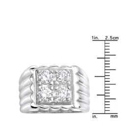 18K Yellow Gold Men's Diamond Ring 1.60ct -Jewelry Sales Store 18k gold mens diamond ring 160ct p 31669 rulerwh