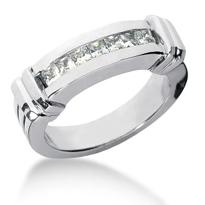 18K White Gold Men's Diamond Wedding Band 0.98ct 1 18K White Gold Men's Diamond Wedding Band 0.98ct