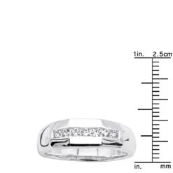 18K White Gold Men's Diamond Wedding Ring 0.49ct -Jewelry Sales Store 18k gold mens diamond wedding ring 049ct p 30919 rulerwh