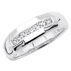 18K White Gold Men's Diamond Wedding Ring 0.49ct