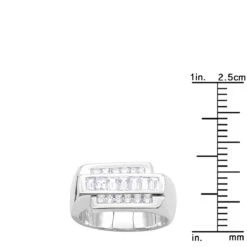 Unique Designer Wedding Band For Men 18K White Gold Men's Round & Baguette Diamonds Ring -Jewelry Sales Store 18k gold mens round baguette diamonds ring 125ct p 31752 rulerwh