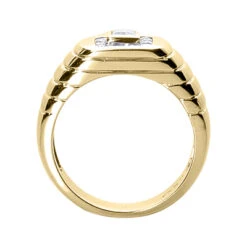 18K White Gold Men's Round & Emerald Diamonds Ring 0.71ct -Jewelry Sales Store 18k gold mens round emerald diamonds ring 071ct p 31718 back yellow 20220426