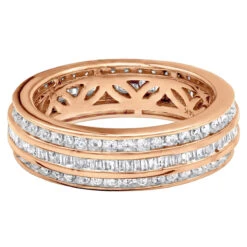 14K Rose Gold Round Baguette Diamond Eternity Ring 2.01ct 1/4 In (6mm) -Jewelry Sales Store 18k gold round baguette diamond eternity ring 201ct p 6326 backro
