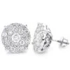 18K White Gold Round Diamond Stud Earrings 4ct Oversized Cluster Earrings