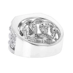 2 Carat 14K White Gold Diamond Miami Cuban Link Chain Ring For Men By Luxurman -Jewelry Sales Store 2 carat 14k gold diamond miami cuban link chain ring for men by luxurman backwh