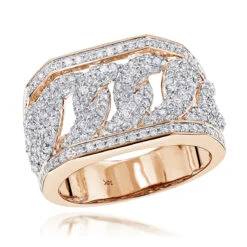 2 Carat 14K White Gold Diamond Miami Cuban Link Chain Ring For Men By Luxurman -Jewelry Sales Store 2 carat 14k gold diamond miami cuban link chain ring for men by luxurman ro