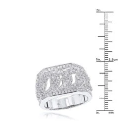 2 Carat 14K White Gold Diamond Miami Cuban Link Chain Ring For Men By Luxurman -Jewelry Sales Store 2 carat 14k gold diamond miami cuban link chain ring for men by luxurman rulerwh