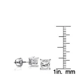 2 Carat Princess Diamond Stud Earrings 14K White Gold -Jewelry Sales Store 2 carat princess diamond stud earrings 14k white gold p 5647 rulerwh