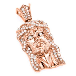 Jesus Head Charm: Mini Jesus Diamond Pendant 0.69ct 10K White Gold -Jewelry Sales Store 205230ro ro