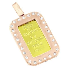14K Yellow Gold Pamp Suisse Bar Diamond Pendant 2.5ct Dog Tag 13 14K Yellow Gold Pamp Suisse Bar Diamond Pendant 2.5ct Dog Tag -Jewelry Sales Store 24k gold pamp suisse bar diamond pendant 311ct dog tag backro