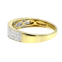 Invisible Princess Cut Diamond Wedding Band For Men 1.33ct 14K Yellow Gold -Jewelry Sales Store 3 row princess cut diamond wedding band for men 142ct 14k gold backye