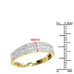 Invisible Princess Cut Diamond Wedding Band For Men 1.33ct 14K Yellow Gold -Jewelry Sales Store 3 row princess cut diamond wedding band for men 142ct 14k gold rulerye