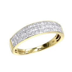 Invisible Princess Cut Diamond Wedding Band For Men 1.33ct 14K Yellow Gold