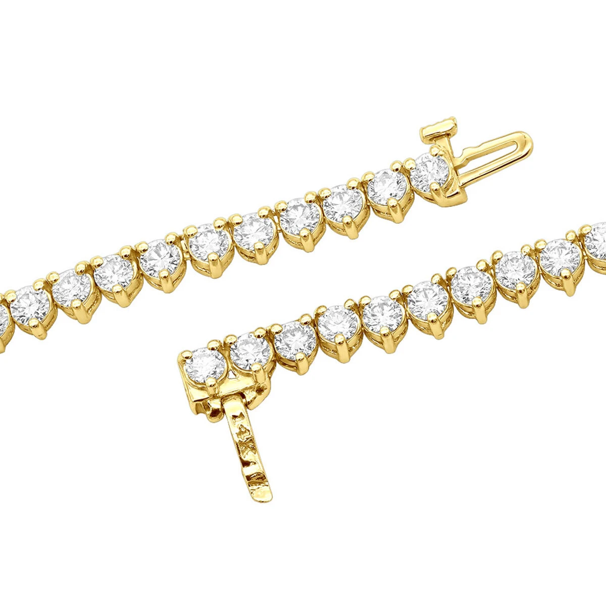 3 Prong Diamond Eternity Chain For Men And Women 14K Yellow Gold Tennis Necklace 5 3 Prong Diamond Eternity Chain For Men And Women 14K Yellow Gold Tennis Necklace - Image 5