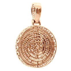 4 Carat Diamond Pendant For Men 14K Yellow Gold Iced Out Round Medallion -Jewelry Sales Store 4 carat diamond pendant for men 14k gold iced out round medallion 803232 back rose