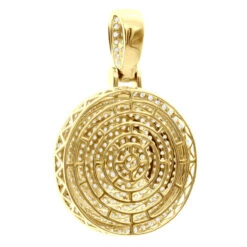 4 Carat Diamond Pendant For Men 14K Yellow Gold Iced Out Round Medallion -Jewelry Sales Store 4 carat diamond pendant for men 14k gold iced out round medallion 803232 back yellow