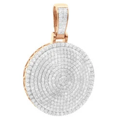 4 Carat Diamond Pendant For Men 14K Yellow Gold Iced Out Round Medallion -Jewelry Sales Store 4 carat diamond pendant for men 14k gold iced out round medallion 803232 rose