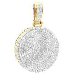 4 Carat Diamond Pendant For Men 14K Yellow Gold Iced Out Round Medallion