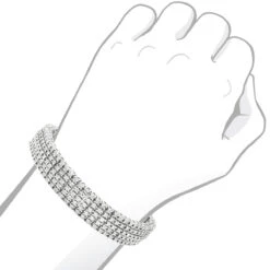 5 Row Men's Diamond Tennis Bracelet In Sterling Silver 1.75 Carat Gold Plted -Jewelry Sales Store 5 row mens diamond tennis bracelet in sterling silver 175 carat gold plted bod