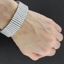 7 Row Diamond Bracelet For Men 1.20ct Sterling Silver -Jewelry Sales Store 7 row diamond bracelet for men 134ct sterling silver 3