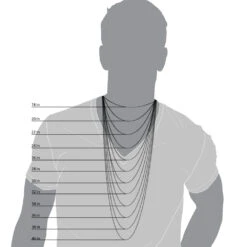 Men's Diamond Tennis Necklace In Real Sterling Silver 2 Rows Genuine Diamonds 11 Men's Diamond Tennis Necklace In Real Sterling Silver 2 Rows Genuine Diamonds -Jewelry Sales Store Mens Chains Length Comparison Illustration 4