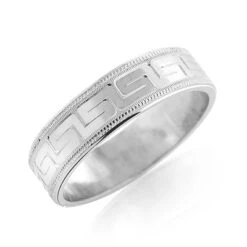 Adorned Wedding Band For Men 14K White Gold
