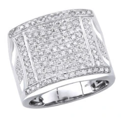 Affordable 2 Carat Statement Men's Diamond Ring By Luxurman 10K White Gold