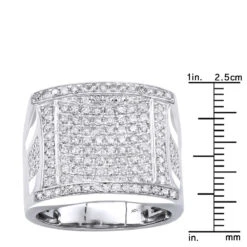 Affordable 2 Carat Statement Men's Diamond Ring By Luxurman 10K White Gold -Jewelry Sales Store affordable 2 carat statement mens diamond ring by luxurman in 10k gold rulerwh