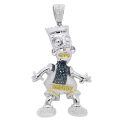 Bart Simpson Diamond Pendant 0.75ct Sterling Silver