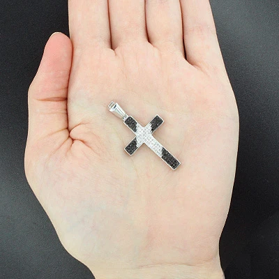Black And White Diamond Cross Pendant 0.51ct Silver 4 Black And White Diamond Cross Pendant 0.51ct Silver - Image 4
