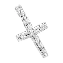 2 Inch Black Diamond Cross Pendant 10K White Gold 0.85ct -Jewelry Sales Store black diamond cross pendant 10k 085ct p 41445 back white