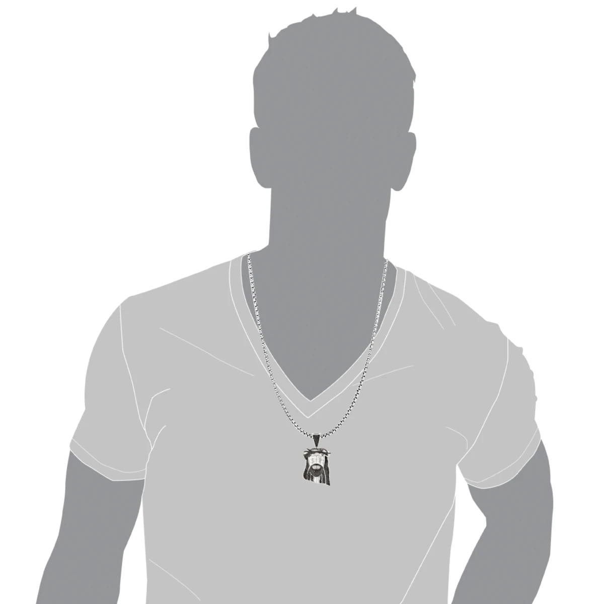 Black Diamond Jesus Head Face Pendant Mini 0.75ct 10K White Gold 5 Black Diamond Jesus Head Face Pendant Mini 0.75ct 10K White Gold - Image 5