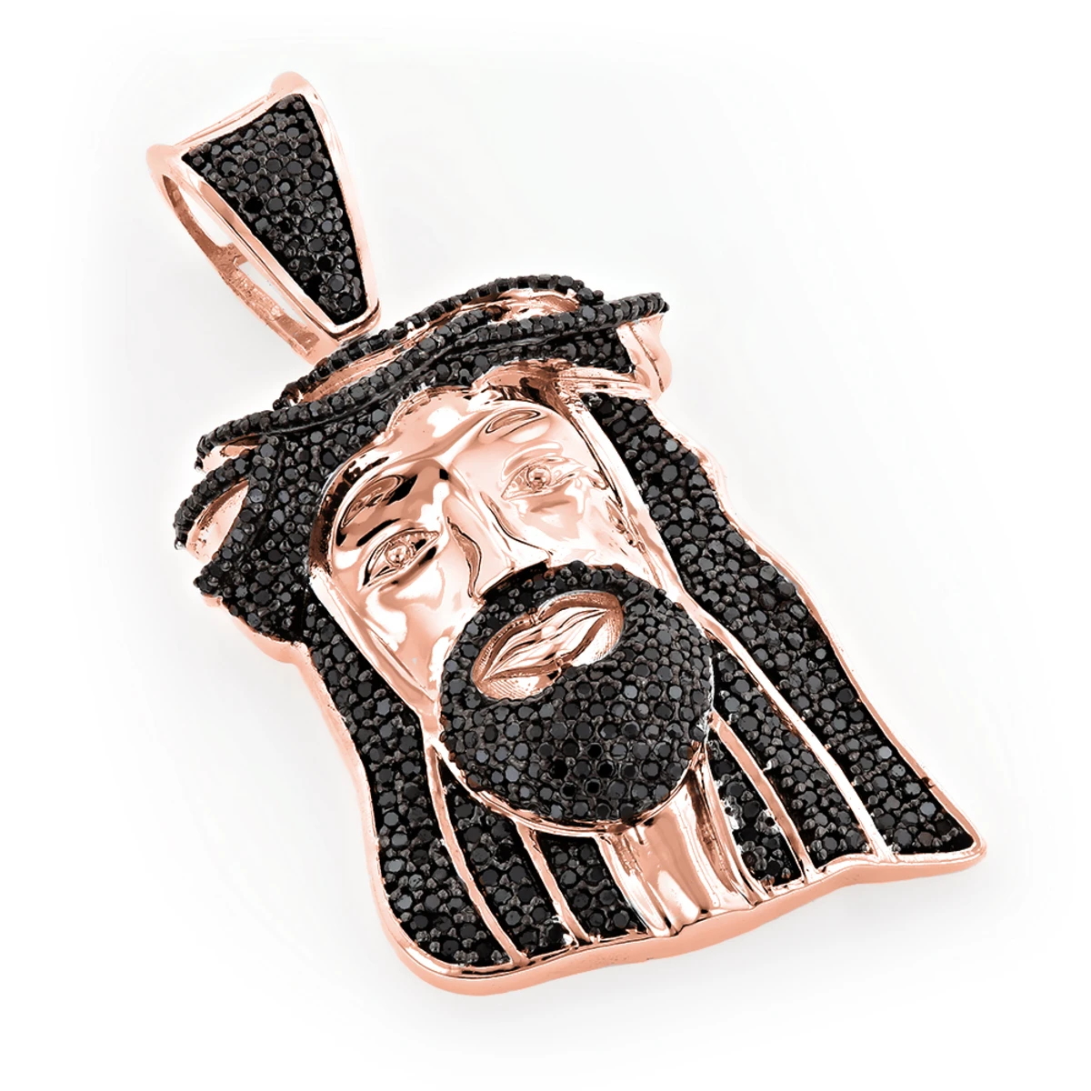 Black Diamond Jesus Head Face Pendant Mini 0.75ct 10K White Gold 3 Black Diamond Jesus Head Face Pendant Mini 0.75ct 10K White Gold - Image 3