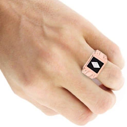 Black Onyx And Diamond 14K Rose Gold Men's Ring 0.10ct 5/8 In (16mm) -Jewelry Sales Store black onyx and diamond rings 14k gold mens ring 010ct p 6391 bodro