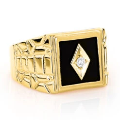 Black Onyx And Diamond 14K Rose Gold Men's Ring 0.10ct 5/8 In (16mm) -Jewelry Sales Store black onyx and diamond rings 14k gold mens ring 010ct p 6391 ye