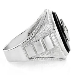 Black Onyx And Diamond 14K White Gold Men's Ring 0.10ct 13/16 In (20mm) -Jewelry Sales Store black onyx and diamond rings 14k gold mens ring 010ct p 6392 backwh