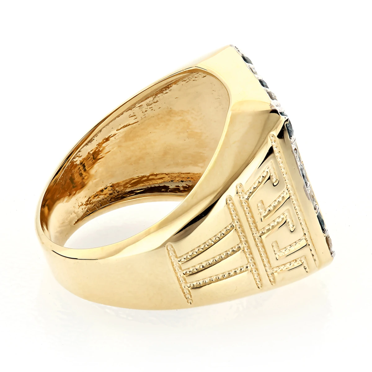 Black Onyx And Diamond 14K White Gold Men's White Blue Diamond Ring 1.68ct 4 Black Onyx And Diamond 14K White Gold Men's White Blue Diamond Ring 1.68ct - Image 4