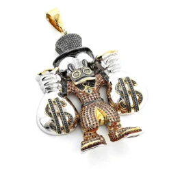 Cartoon Characters Scrooge McDuck Diamond Pendant In Sterling Silver 4.25ct