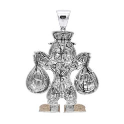 Cartoon Characters Scrooge McDuck Diamond Pendant In Sterling Silver 4.25ct -Jewelry Sales Store cartoon characters scrooge mcduck diamond pendant in sterling silver 425ct backwh