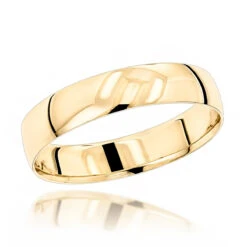Classic Thin Men's Wedding Band Solid 14K Yellow Gold 4mm