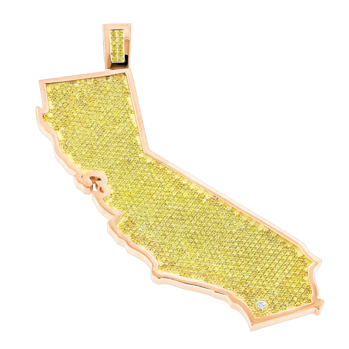 California State White Yellow Diamond Pendant 18.2ct 14K Yellow Gold 3 California State White Yellow Diamond Pendant 18.2ct 14K Yellow Gold - Image 3