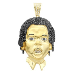 Custom Diamond Face Pendant For Men 14K Yellow Gold Custom Jewelry Design