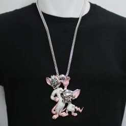 Diamond Pinky And The Brain Pendant 12ct 14K White Gold -Jewelry Sales Store custom hip hop jewelry diamond pinky and the brain pendant 1210ct 14k 3